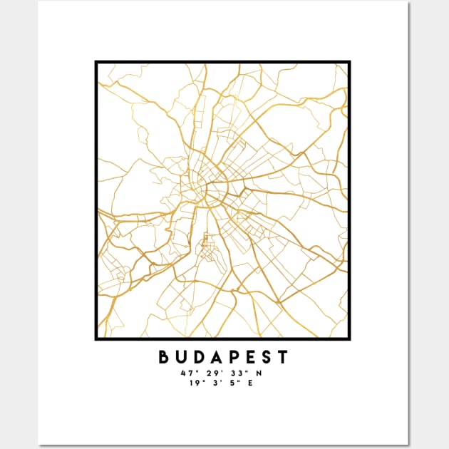 BUDAPEST HUNGARY CITY STREET MAP ART Wall Art by deificusArt